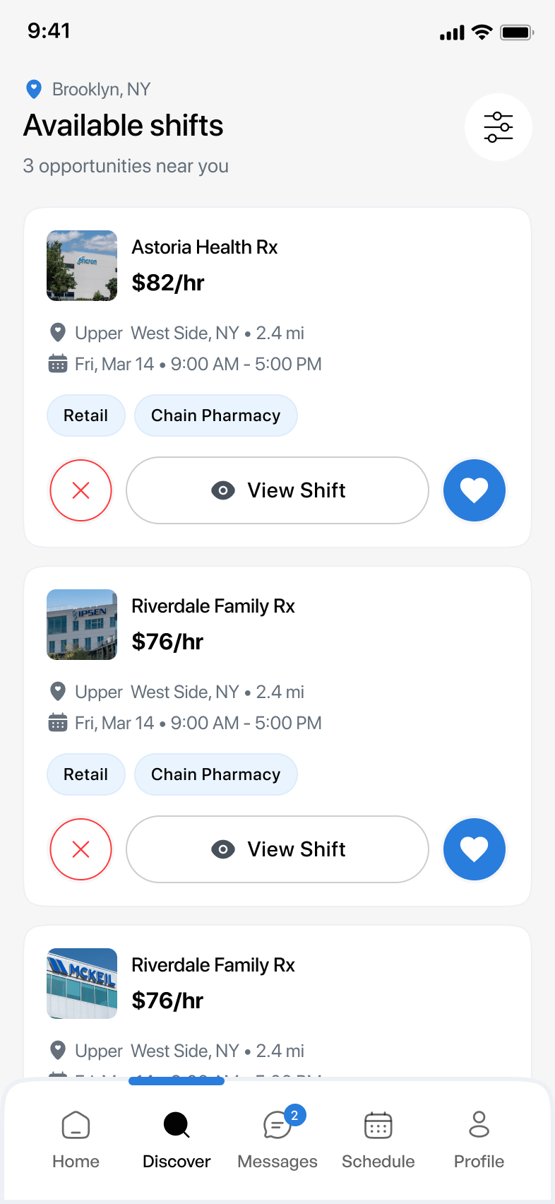 Filled app: Discover